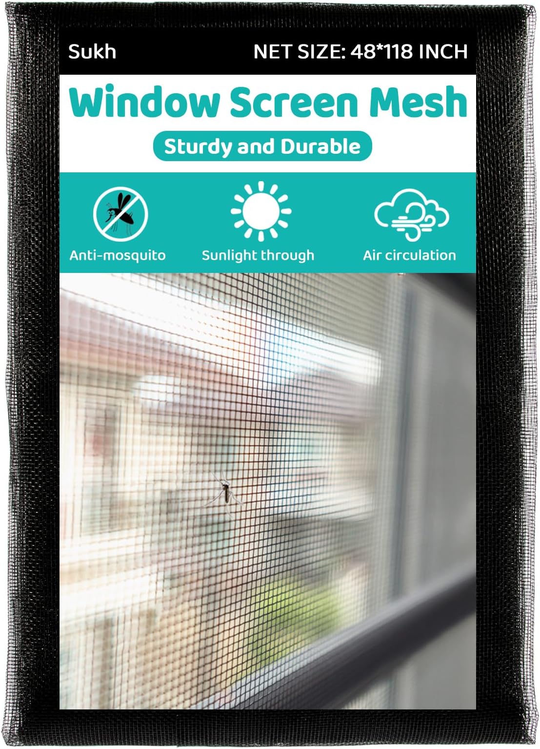 Sukh 48 * 118 Window Screen Mesh Door Screen Replacement Mesh