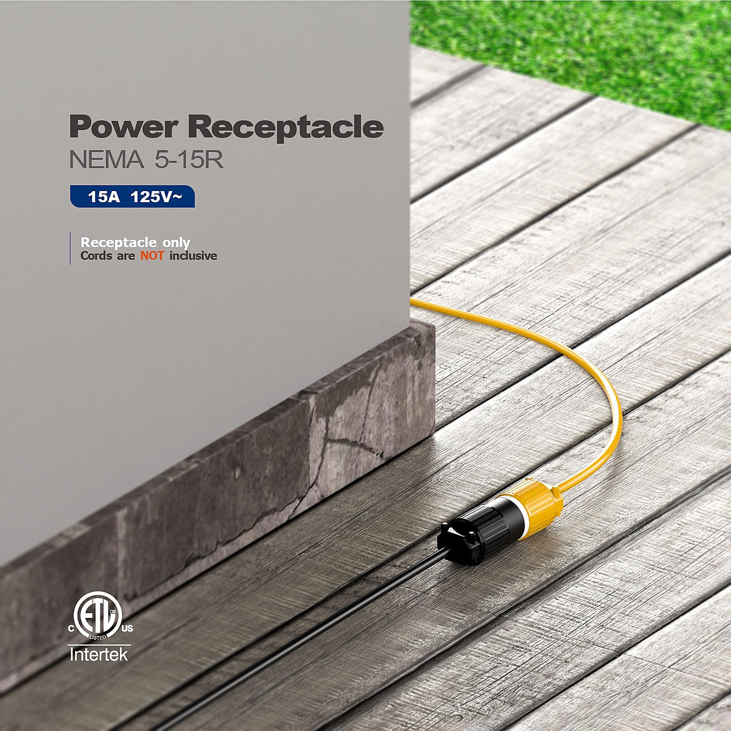 NEMA 5-15R Industrial Grade Female Socket - ETL Listed & CSA Certified - 15A/125V 3-Prong AC Receptacle - Heavy Duty, Rewirable for Replacement Cords, Power Tools, Appliances,5(Pack) Black