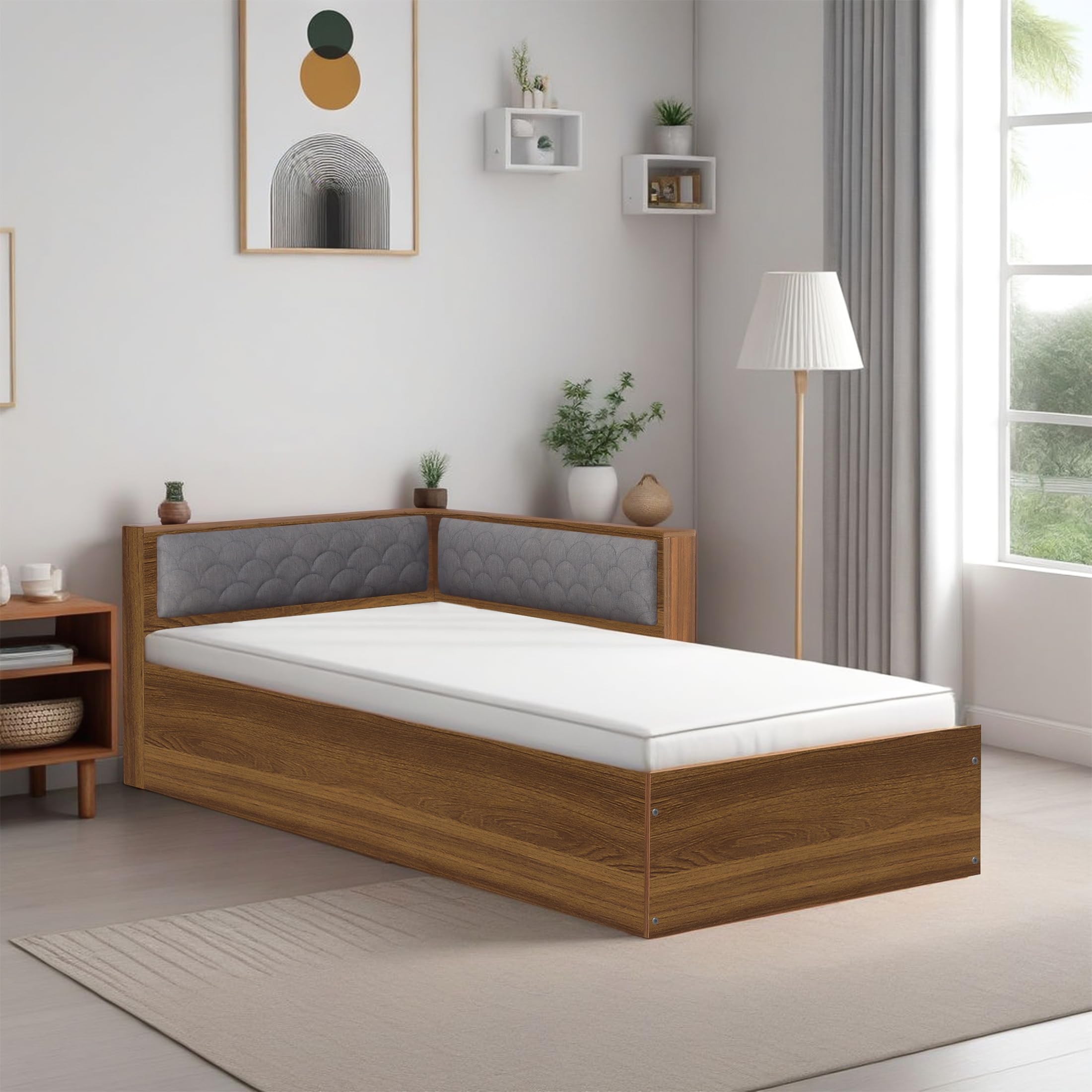 Witty Wud | Glacio | Engineered Wood Single Bed/Cot/Diwan/Palang with Storage in Teak & Grey Finish | 1 Year Warranty | Single Bed for Home, Hostel, PG | Free Installation (B0D1R5K2H9) Amazon Price History, Amazon Price Tracker