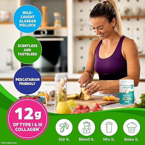Miniatura 3 de Orgain Péptidos de colágeno marinos salvajes en polvo para mujeres y hombres, suplemento de apoyo para el cabello, la piel, las uñas y las