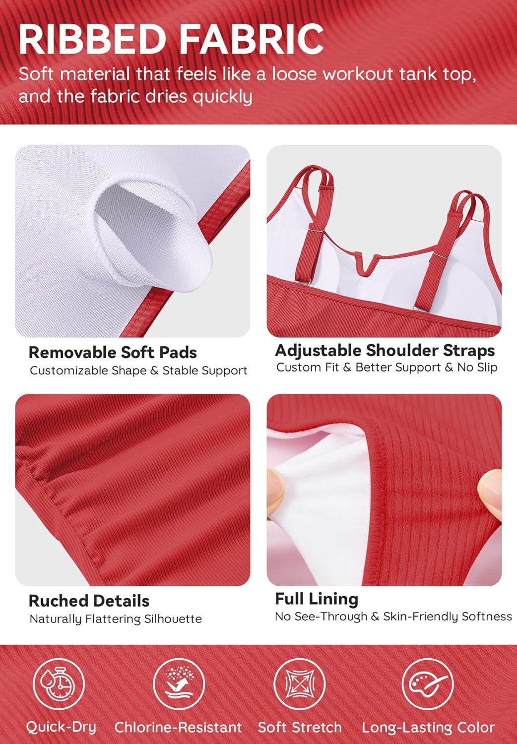 Zando Tankini Swimsuits for Women Tummy Control Bathing Suits Two Piece Swim Suits with Shorts Womens Tankini Top - Image 5