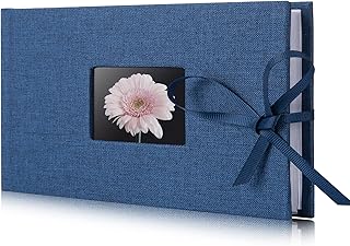 Small Photo Album 4x6, Fabmaker Picture Album Holds 24 Horizontal Photos, Linen Fabric Cover Picture Book for Photos with Front Window, Mini Brag Book Photo Books for Weddings Family Boudoir