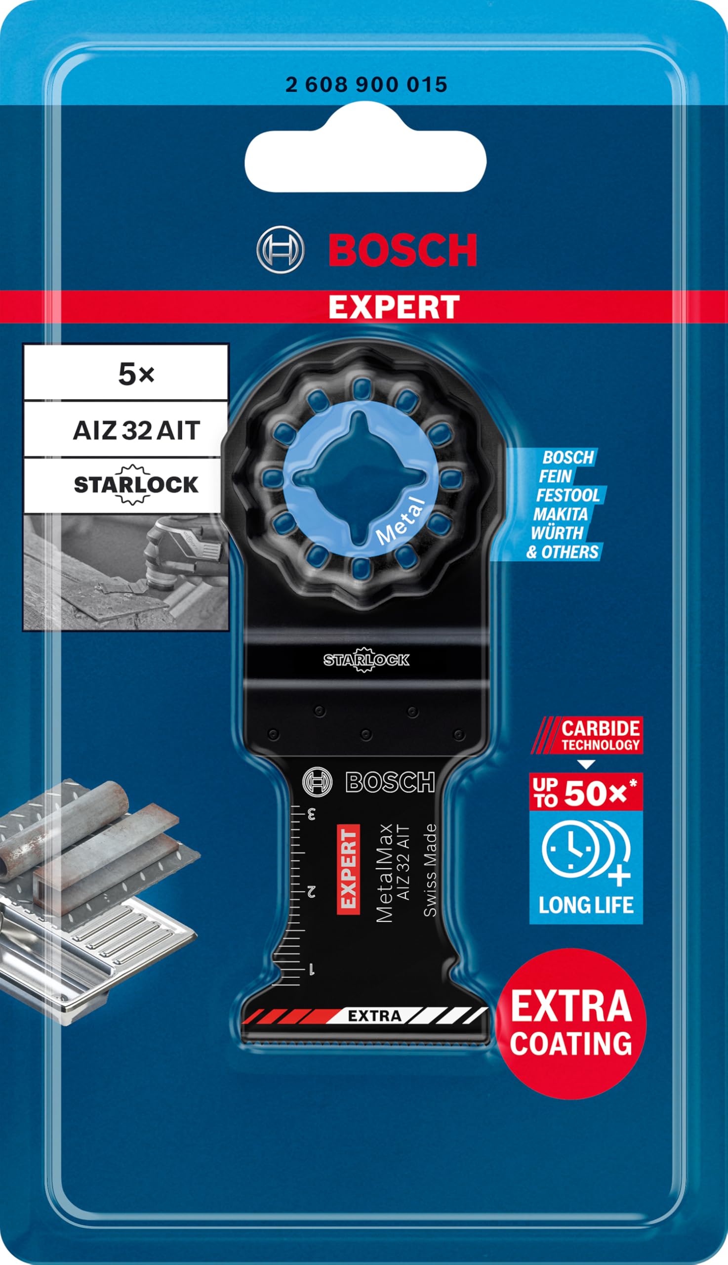 Bosch Professional 5x EXPERT MetalMax AIZ 32 AIT Daldırmalı Testere Bıçakları (Çelik, Paslanmaz çelik, Genişlik 32 mm, Aksesuar Çok Fonksiyonlu Makine)