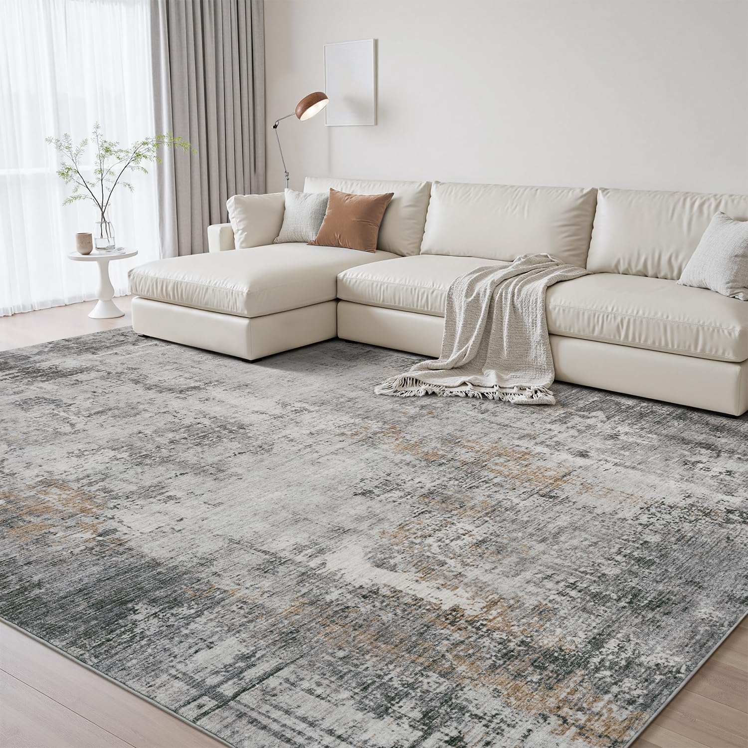 similar )))area rugs for living room, machine washable non slip rug ultra soft low pile indoor carpet modern abstract rugs for bedroom office room dining room beside, grey