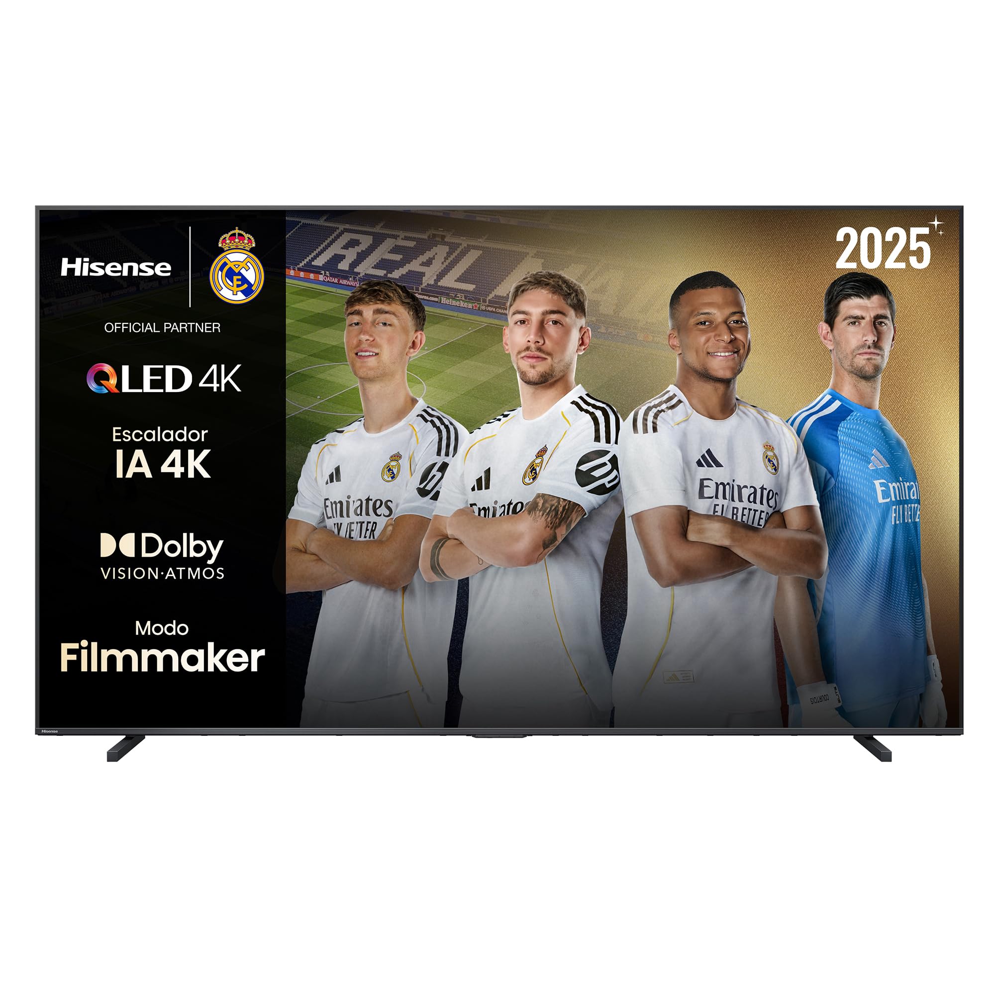 Hisense 98E7Q - QLED Smart TV 98 Pulgadas, Modo Juego Pro 144Hz, Subwoofer Integrado, Dolby Vision, Dolby Atmos, Modo Deportes, Monvimiento Suave IA, Bluetooth y HDMI 2.1, Control por Voz Alexa