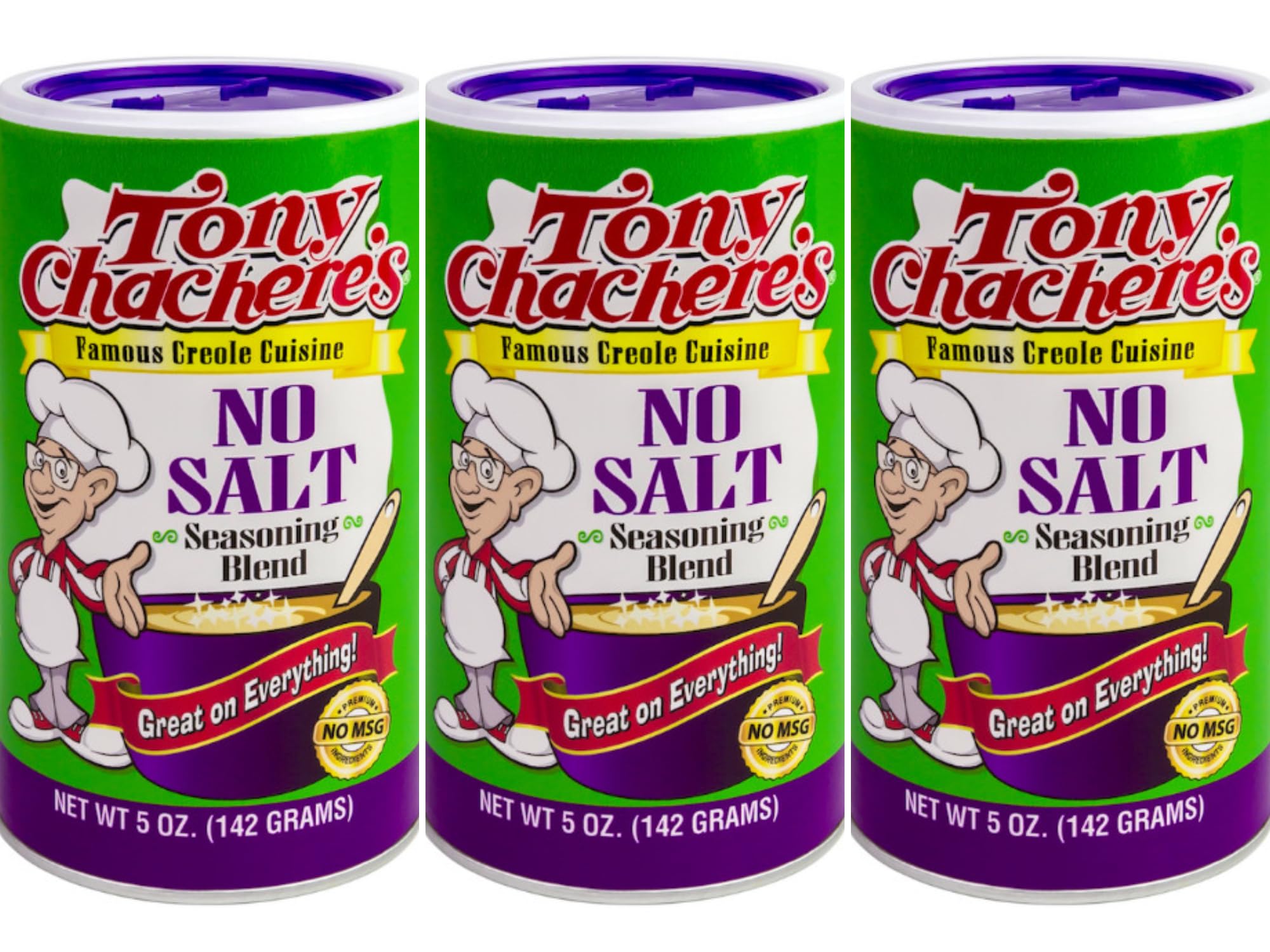 Tony Chachere'sNo Sodium Seasoning - 3 Pack of 5 Ounce Canisters - Seasoning Blend of Robust Flavors Without The Salt