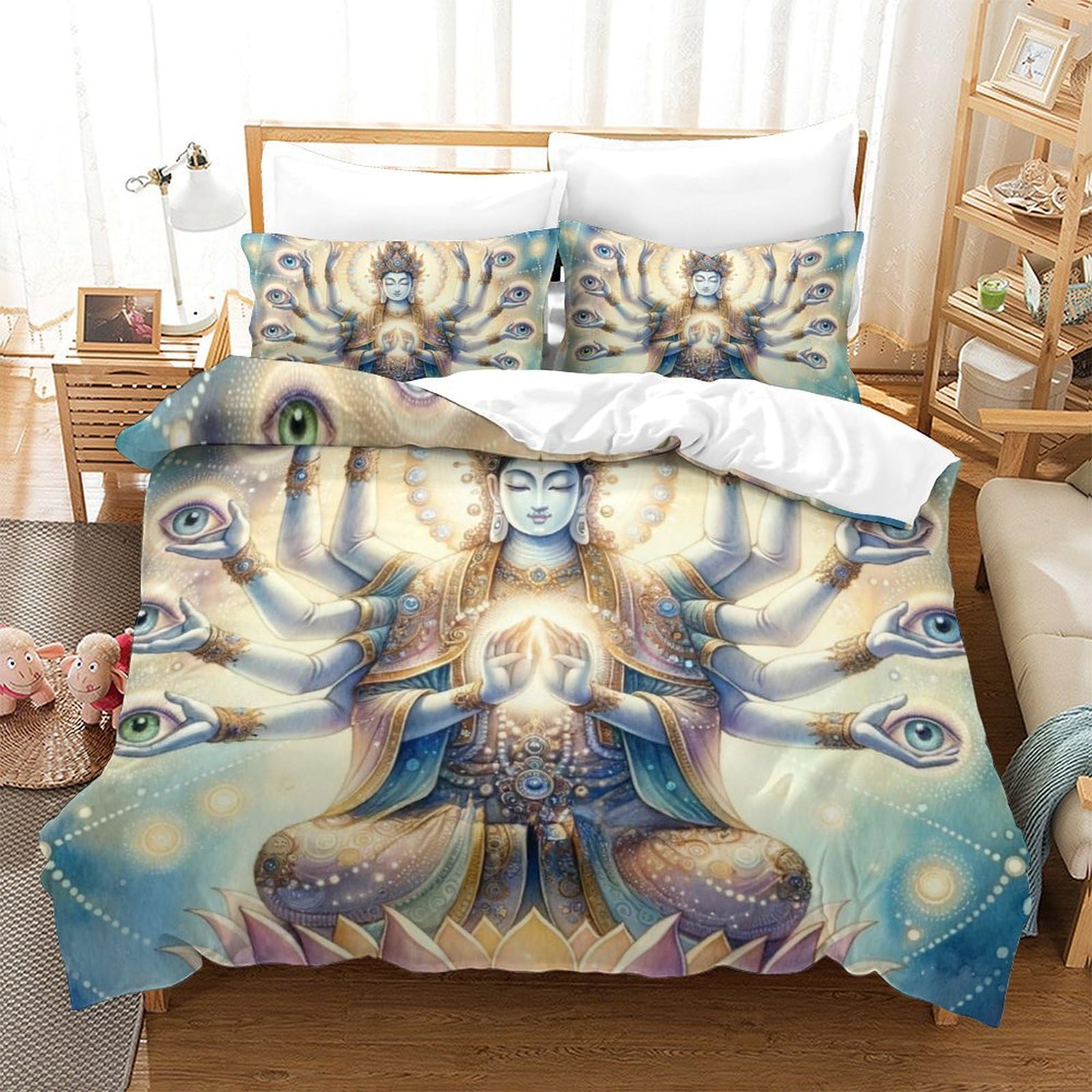 Parure de lit Bouddha 3D grand lit 260x220 idéale pour créer une déco ado et adulte relax