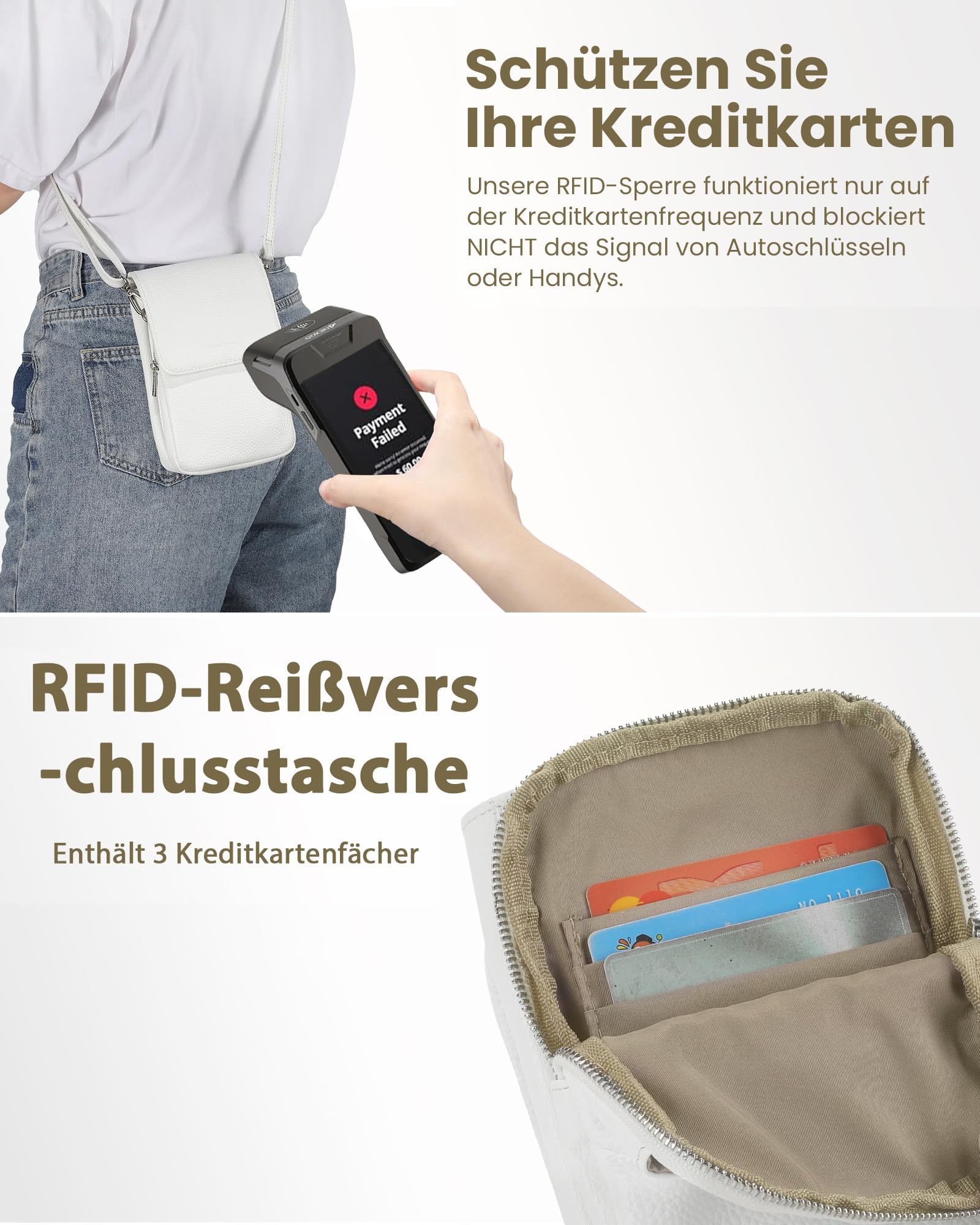 befen Echtleder Handytasche zum Unhängen Damen, Handytasche Damen mit RFID-Blockierung Kartenfächern Handytaschen
