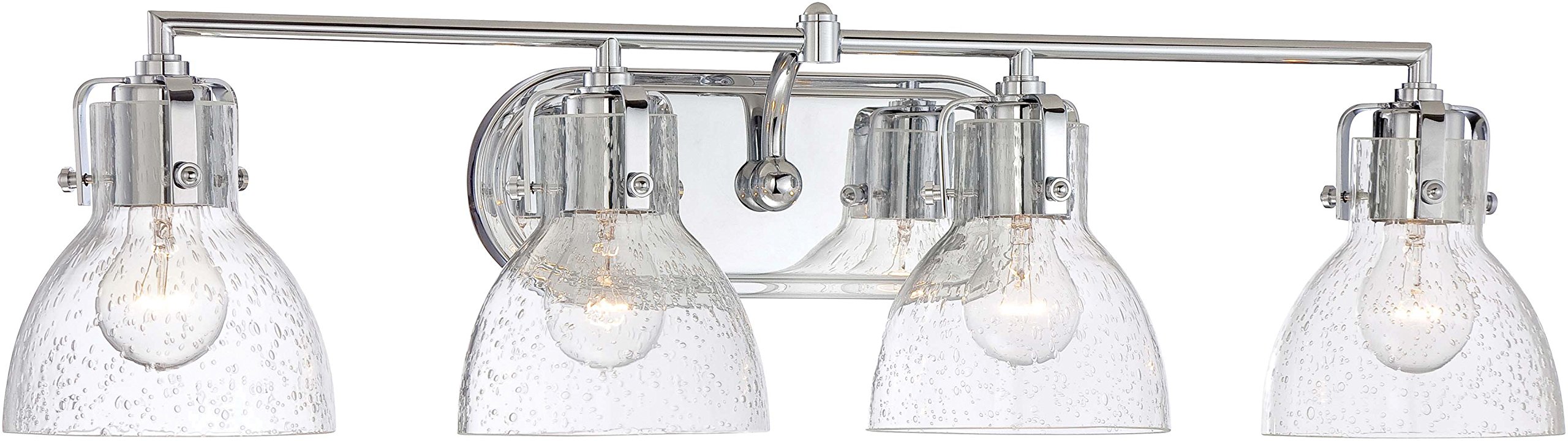 Minka LaveryUrban Industrial Wall Bathroom Light Fixtures 5724-77 Transitional Bath Glass Vanity Lighting, 4 Light, Chrome