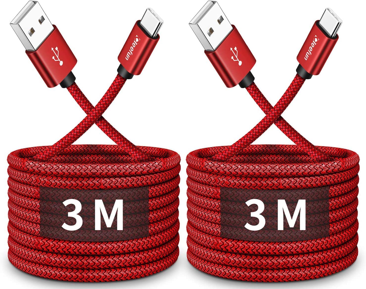 CLEEFUN Cavo USB C [3 M 2Pack] 3A Cavo di Ricarica USB C Nylon Tipo C Cavo di Ricarica Rapida Compatibile con Galaxy S10 S9 S22 S21 S20 fe S8 Plus. A52s A52 A12 A13 A50 A51