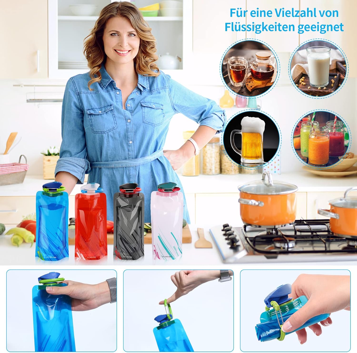 Yosemy Faltbare Wasserflaschen: Ideal für Abenteuer und Reisen!