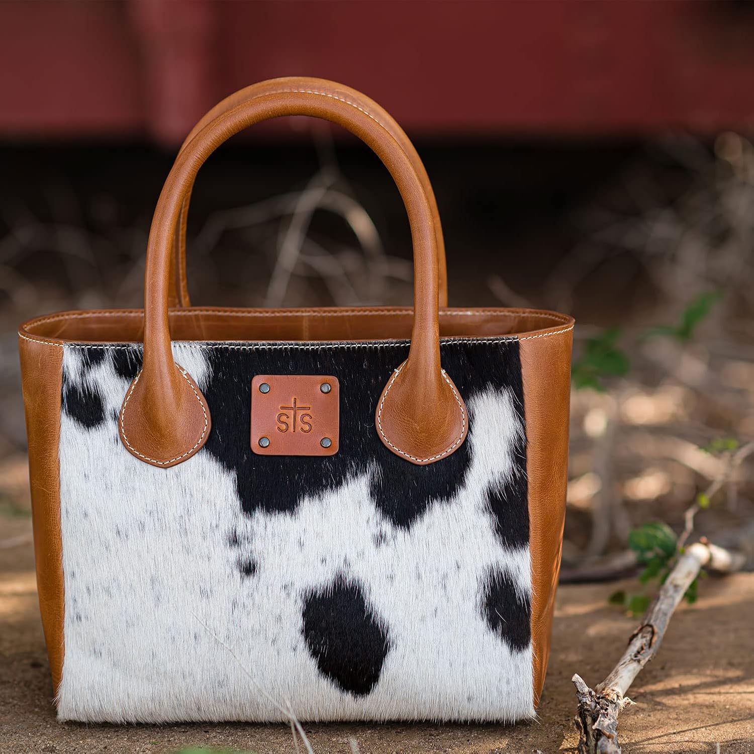 STS RANCHWEAR Women's Cowhide Basic Bliss Leather Durable Brown Satchel Bag with Removable Nylon & Leather Strap