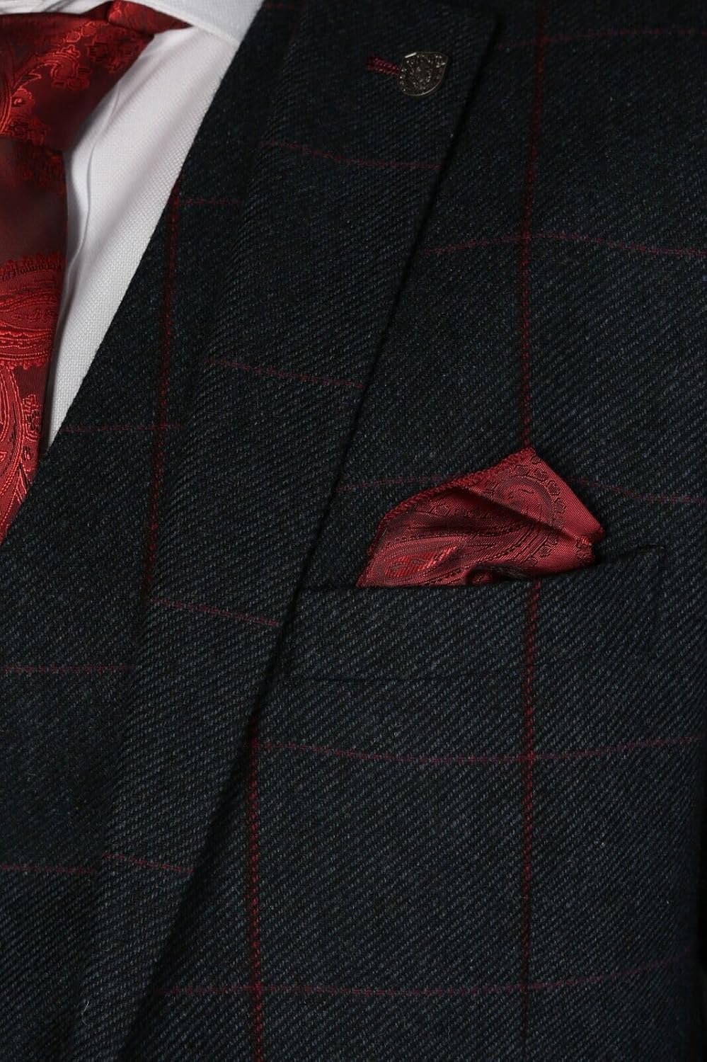 Men’s Tweed Herringbone Navy Blue Sold Separately Suit - Wedding Business Tailored Fit 3 Piece Set