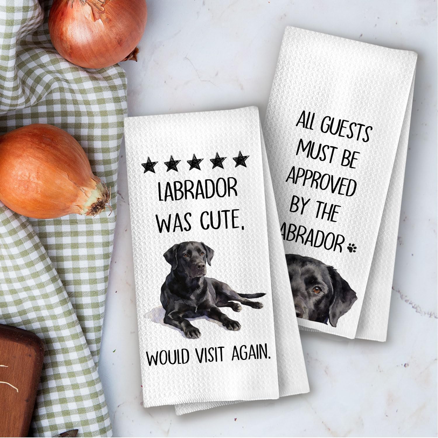 Black Labrador Kitchen Towels - Funny Black Lab Decorative Waffle Dish Towels, Labrador Retriever Dog Hand Towel Gifts, Lab Lovers Tea Towel for Women, 16x24 Inch Set of 2 - Image 4
