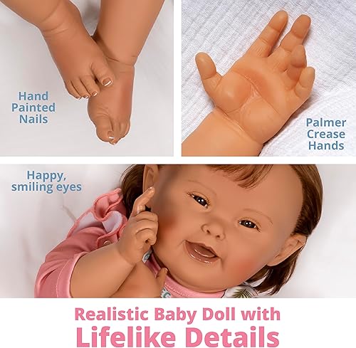Miniatura 4 de Paradise Galleries Muñeca Reborn realista de 21 pulgadas con síndrome de Down y un bonito traje de mameluco con volantes - Baby Gigi