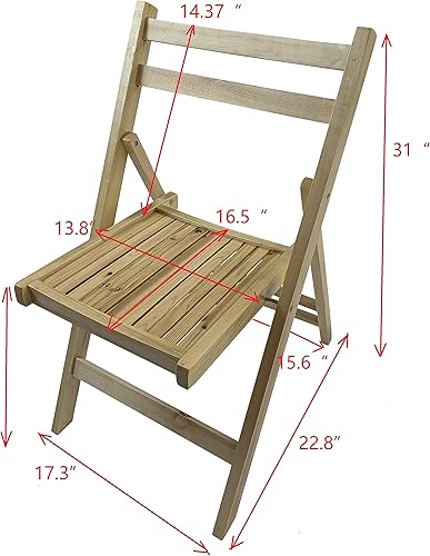 Miniatura 2 de HomVent Juego de 4 sillas plegables de madera con rejillas, totalmente montadas, sillas plegables para eventos, sillas de boda, asiento de listones