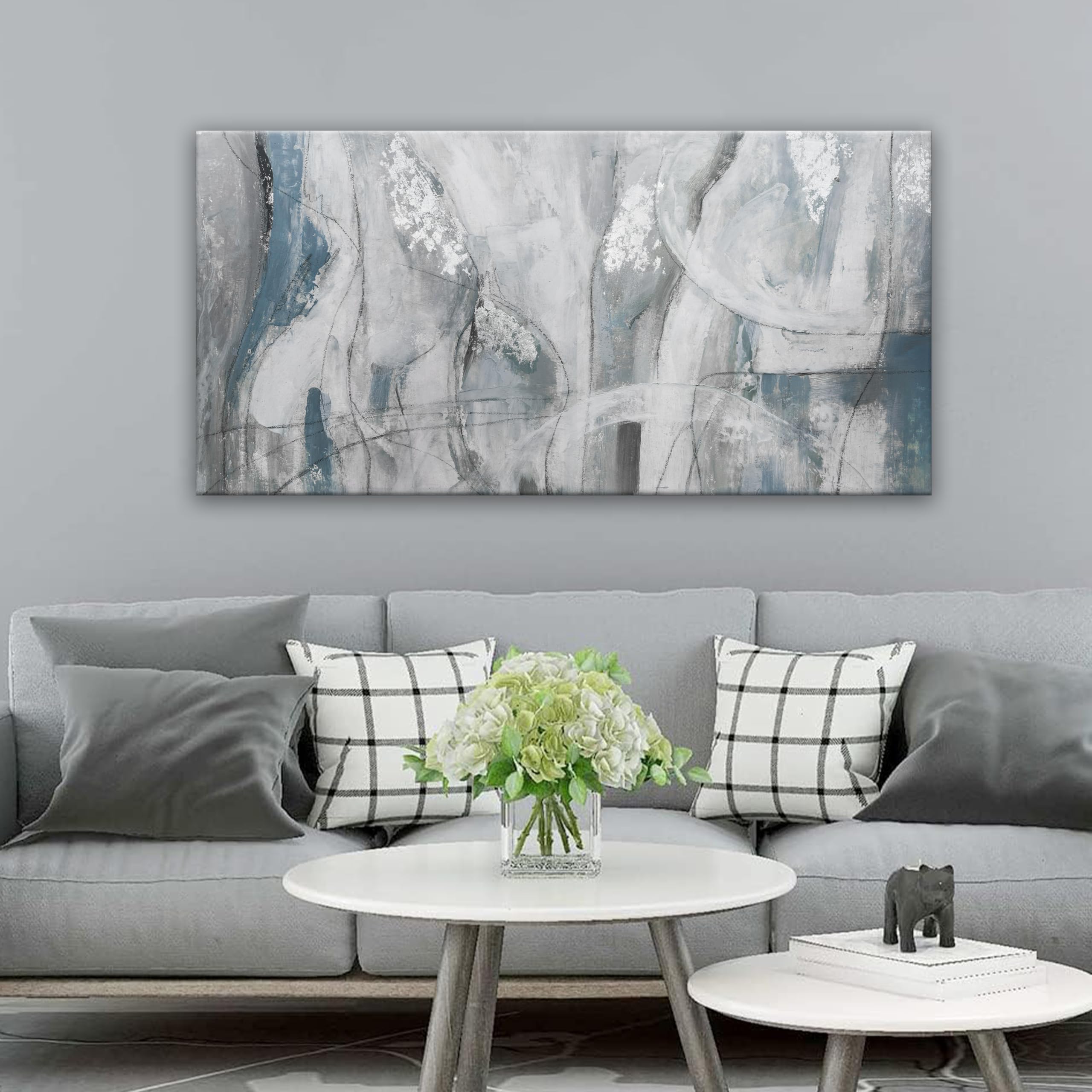Aefouu Inner Frame Abstract Wall Art For Living Room Canvas Art Wall Decor Blue Eclectic Decor Modern Canvas Prints Abstract Home Walls Decor(70X140cm/28X55in/Internal Frame)