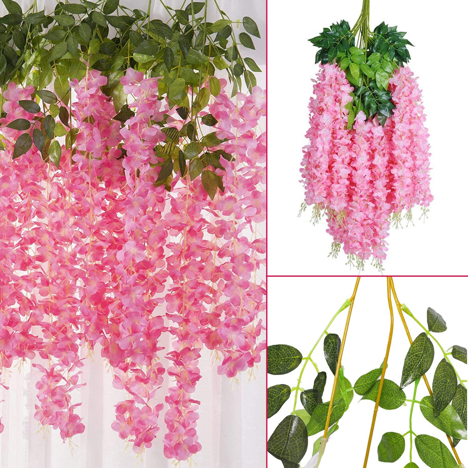 TOYOCC Kunstmatige bruiloft boog bloemen bordeaux, 2 stuks witte roos hoek bloemen & 3 stuks boog gordijnen en 5 stuks confetti kanonnen voor ceremonie achtergrond