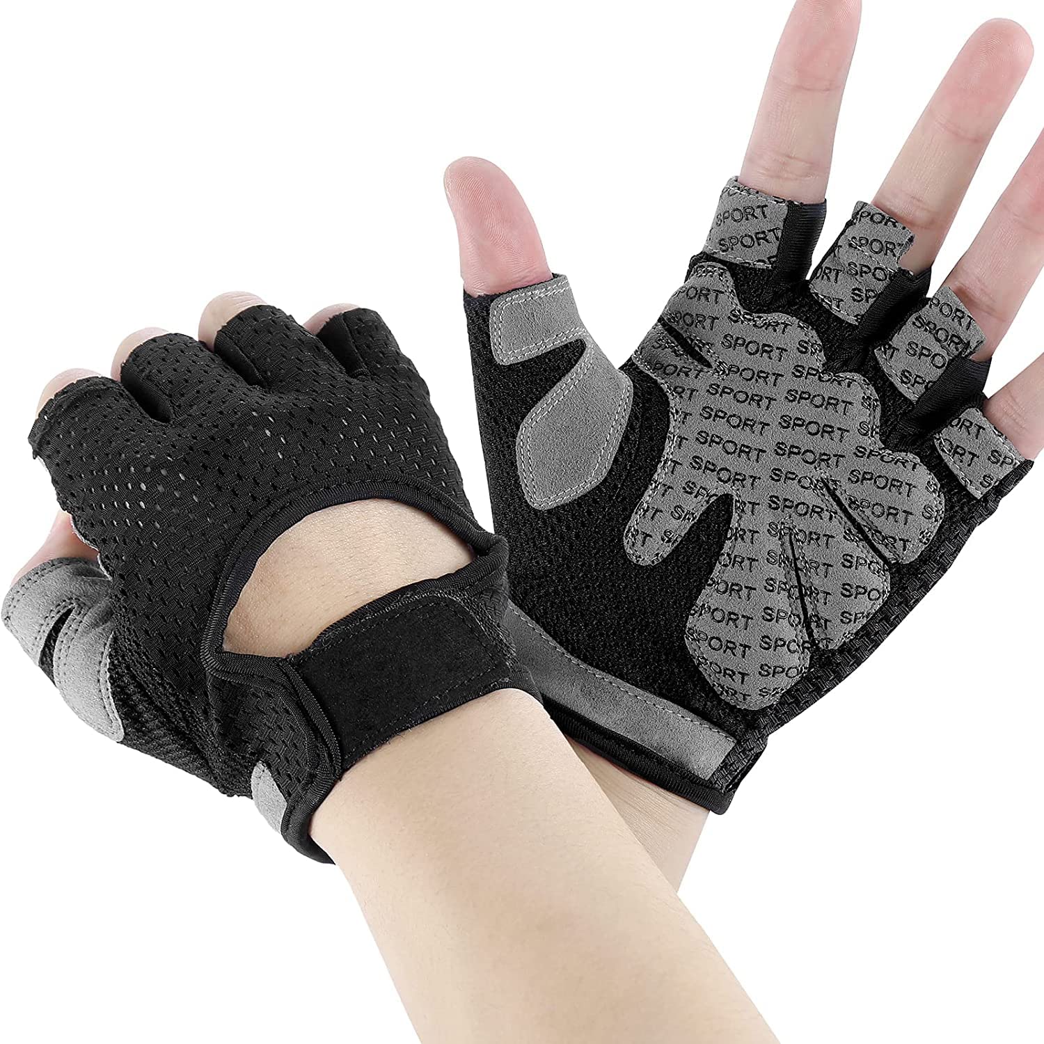 CTHOPER Weight Lifting Gloves for Men Women Gym Half-Finger Glove with Anti Slip Palm Hand Protection for Workout Training, Fitness, Hanging, Pull up,