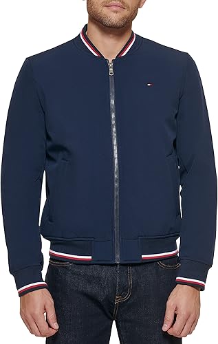 Vista 3 de Tommy Hilfiger Chaqueta bomber ligera Varsity de punto acanalado para hombre