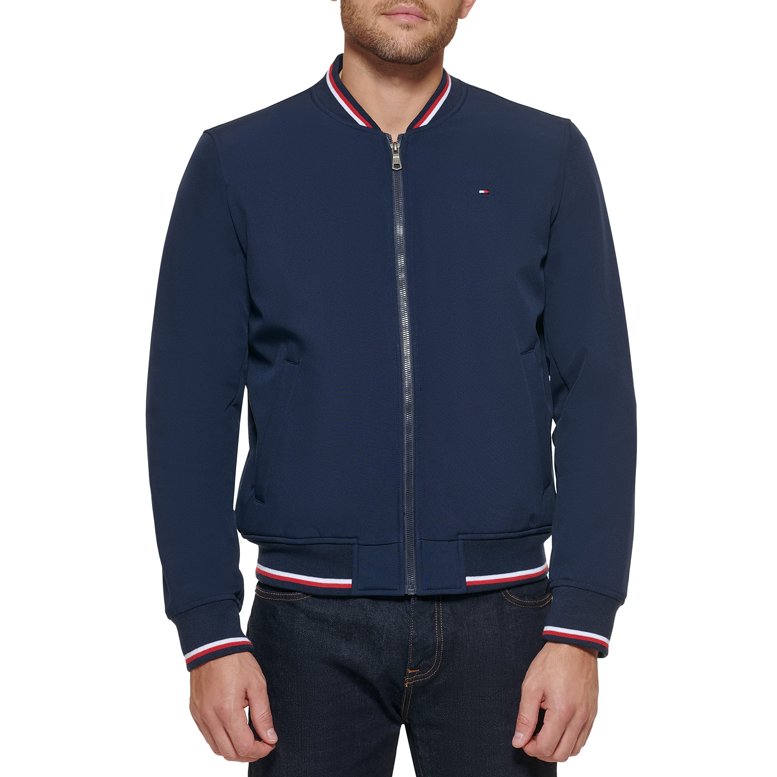 Tommy Hilfiger Lightweight Varsity Rib Knit Bomber Jacket Chaqueta Shell Hombre