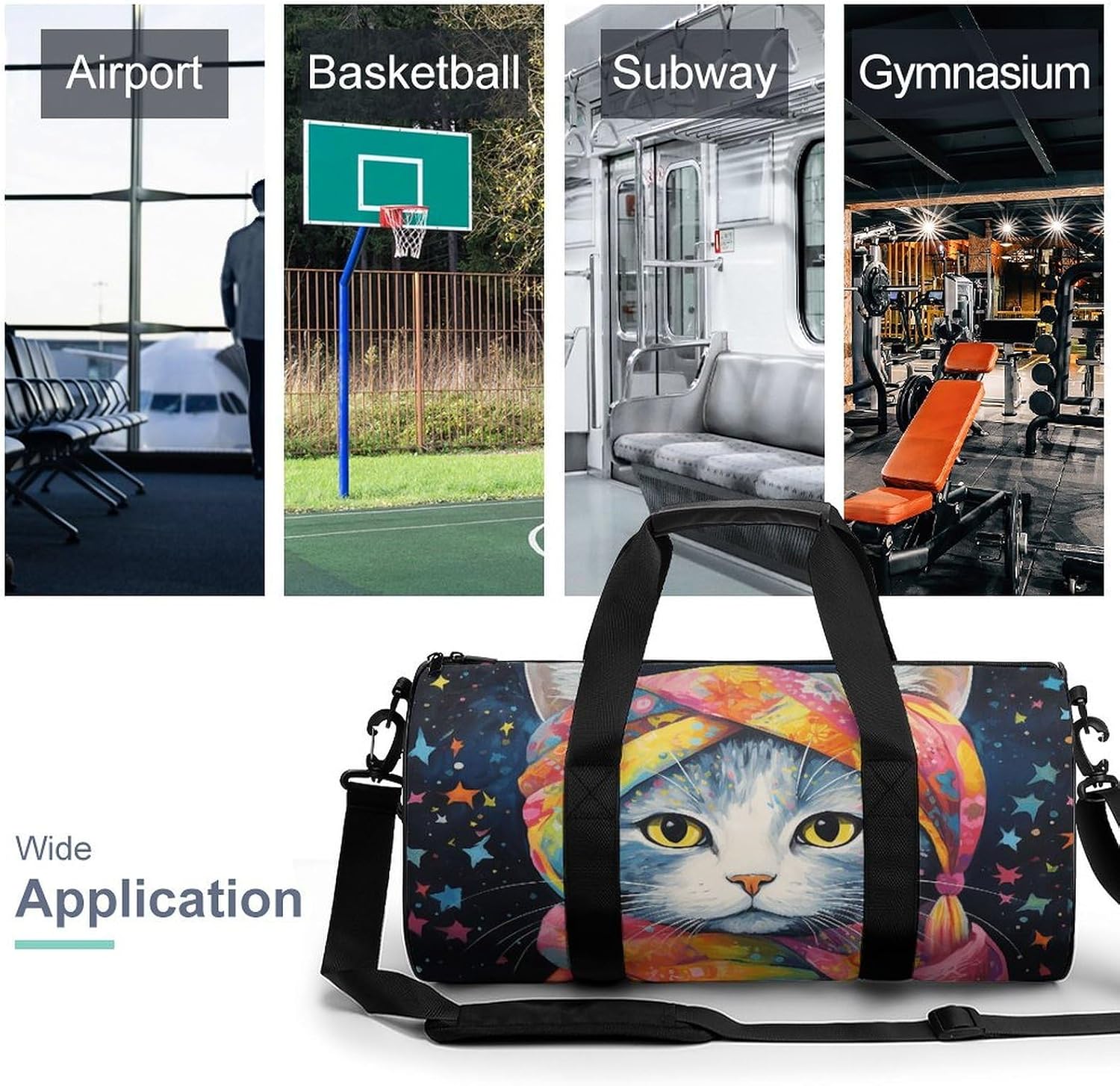 Wearing A Headscarf Gym Bag Hand-held Fitness Bags Cylindrical Fitness Bag with Shoe Large Compartment Duffle Bags for Travel Sports Unisex image 3