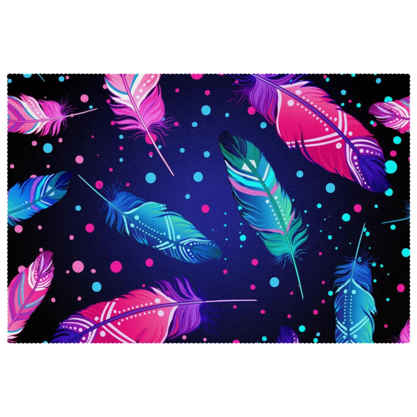 Sets de table en plumes style bohème lot de 6, le cadeau idéal pour crémaillère et décoration