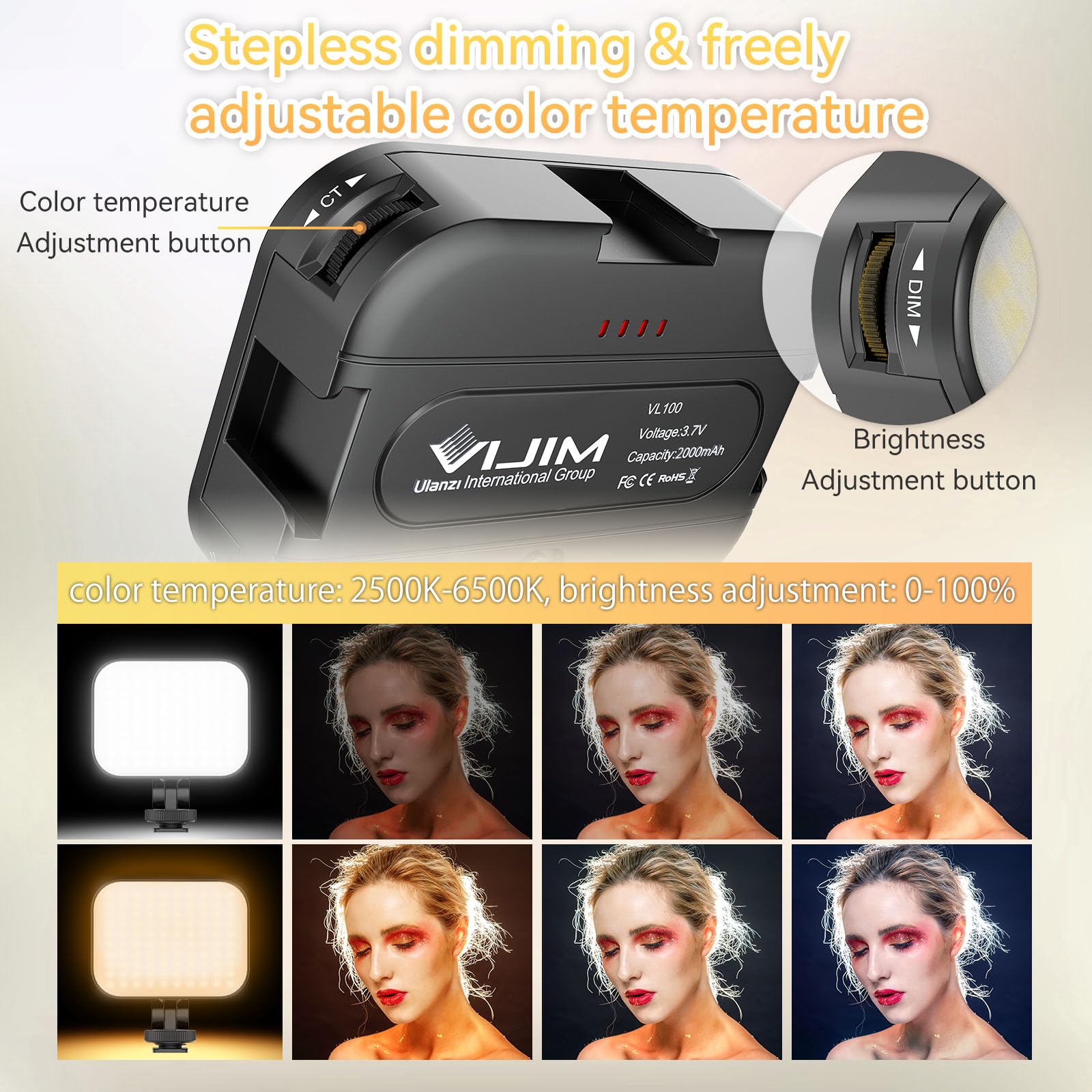 VIJIM VL100C Bi-Color LED Video Light on Camera Adjustable Angle Dimmable — Amazon image 2