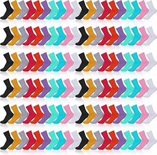 Handepo 60 Pairs Womens Crew Socks Bulk, Solid Colorful Cotton | Lightweight Athletic Sock Size 6-9 Casual Running Cotton Socks for Everyday Casual Wear Work Women Girls Gift