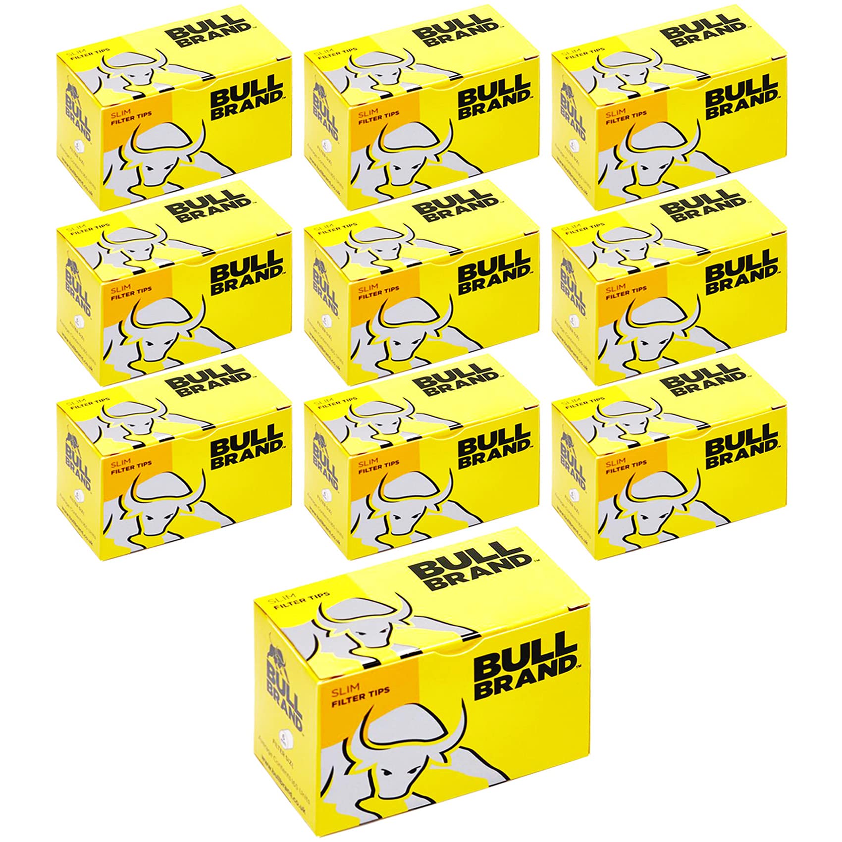 10-3300 x BULL BRAND Premium SLIM Loose 6mm Filter Tips | Yellow BOX | Cigarette Paper Rolling Tobacco Smoking UK FREE P&P (10 x SLIM Packs/Boxes (1650 Filter Tips))