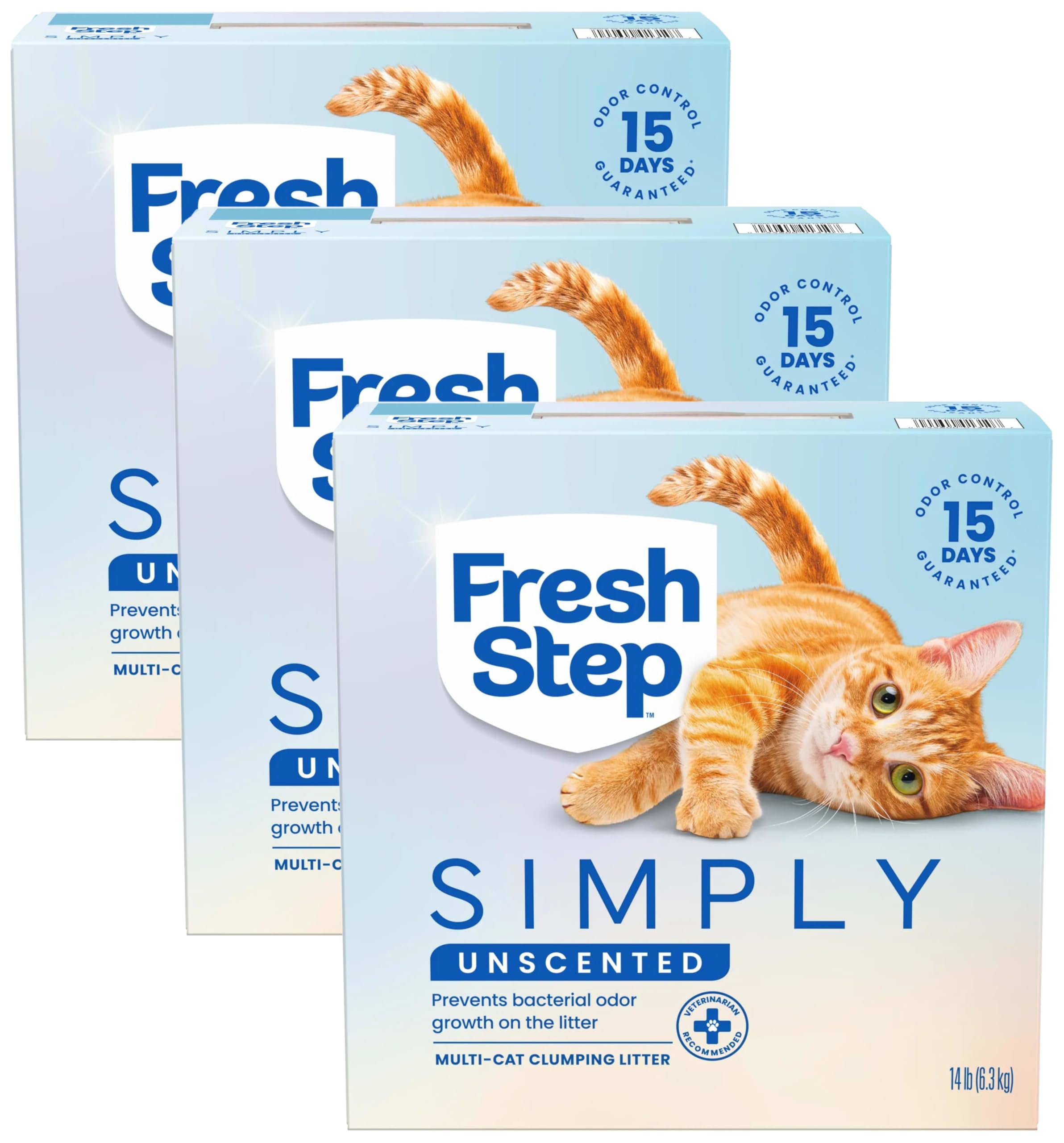 Fresh Step Simply Unscented Multi Cat Clumping Cat Litter 14 lb Pack of 3