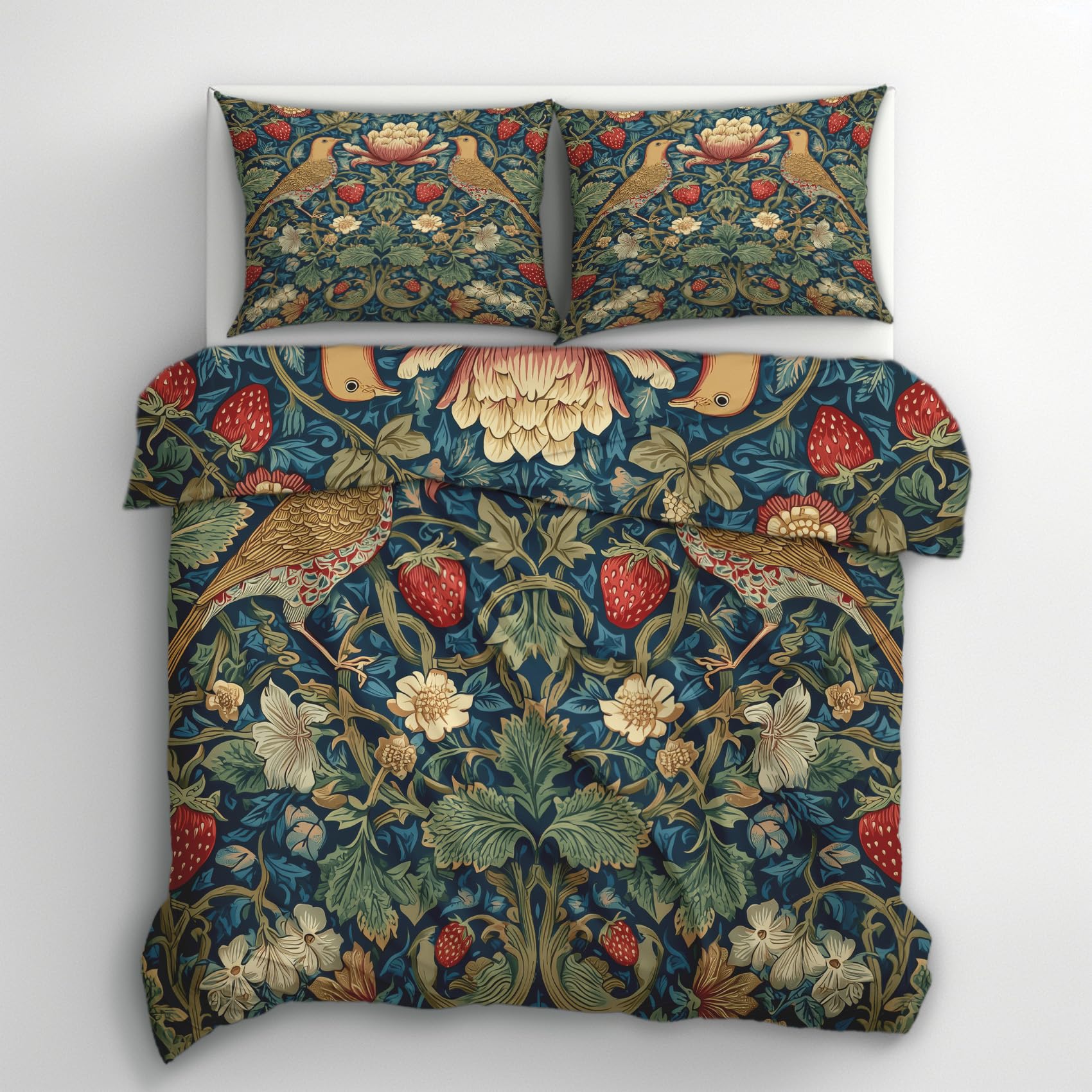 Parure de lit motif voleur de fraises 220x240 pour transformer votre chambre en oasis fleurie