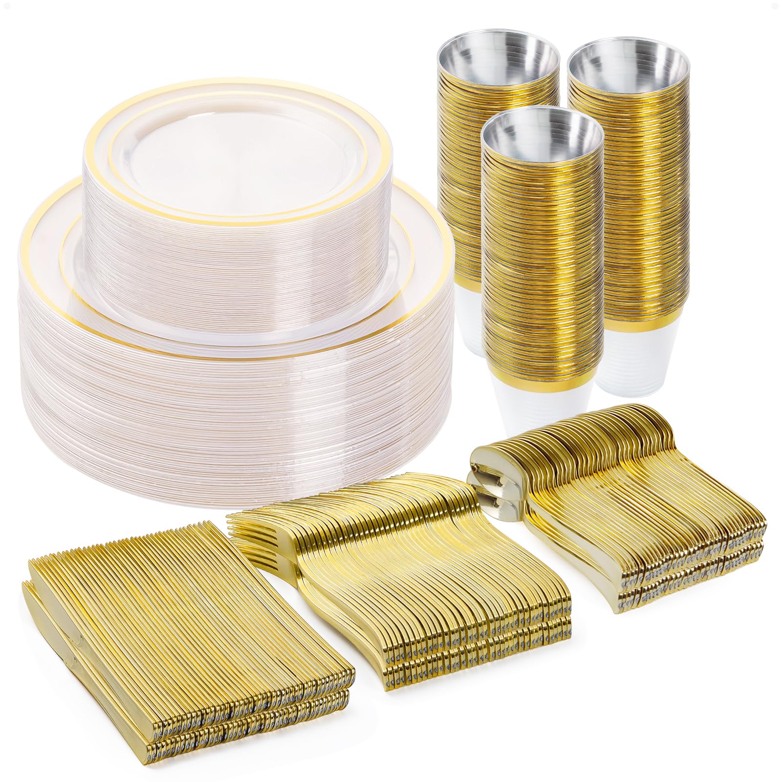 Gold Dinnerware Set for 100 Guests - 600 Piece -18 Gold Dinnerware Set for 100 Guests - 600 Piece -18