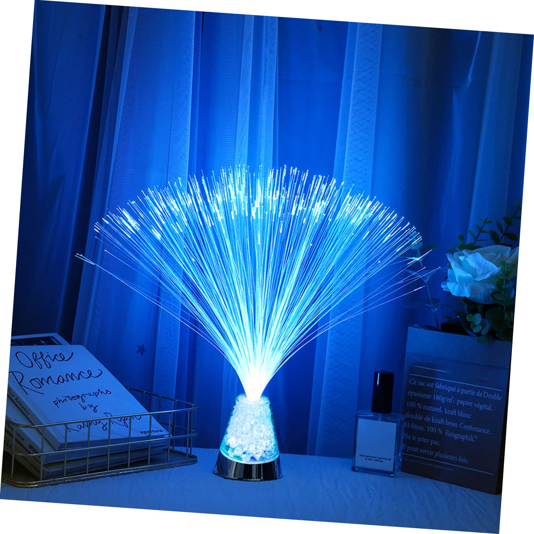 Mikikit 2pcs Fiber Optic Light Color Changing USB Battery Powered Decorative Lamp for Home Party Creative Gypsophila Design Easy Installation Eye-catching Visual Effects Night Light