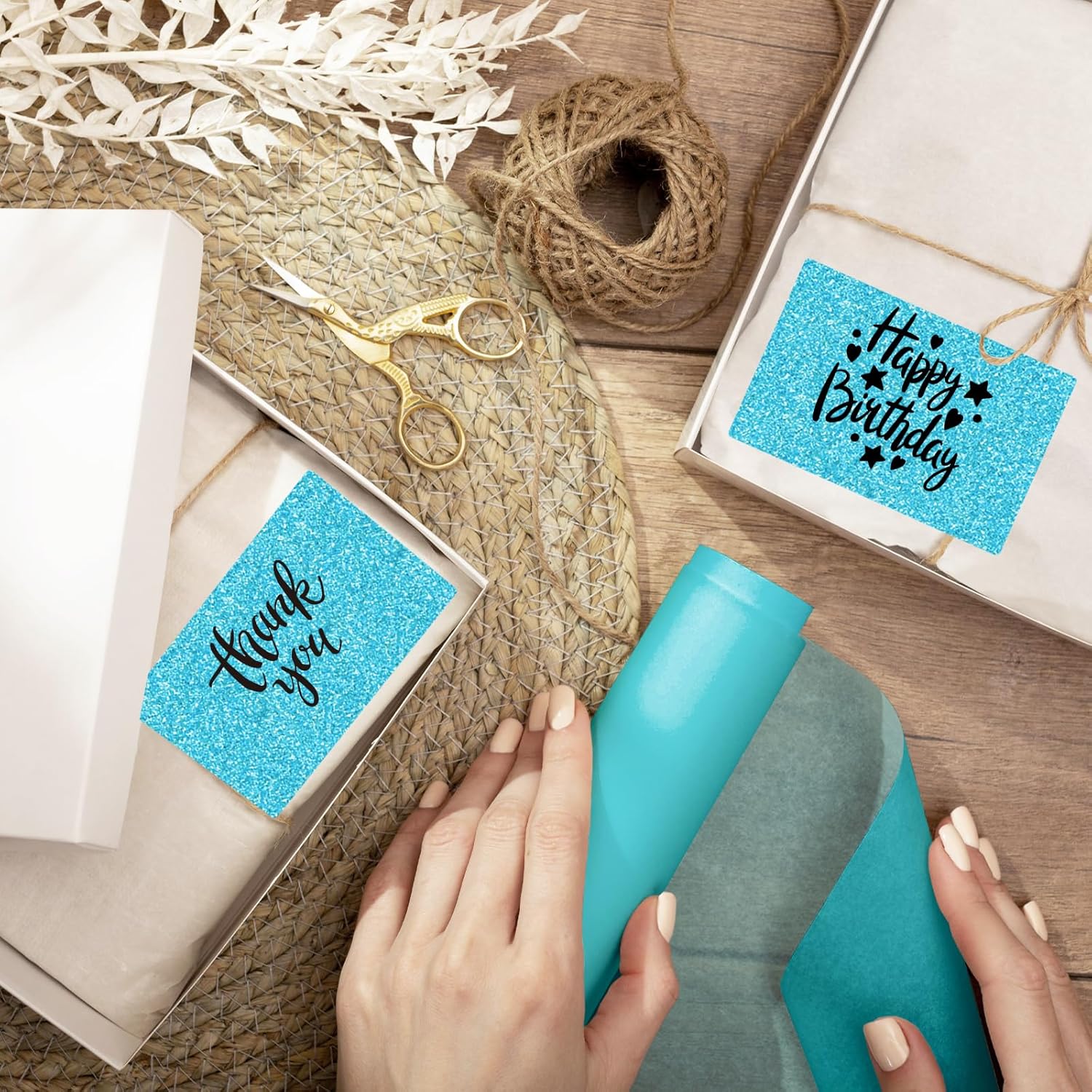 3x2 Inch Holographic Thermal Labels Stickers, Glitter Waterproof Direct Thermal Sticker Labels for Barcode, Mailing, DIY Design- 200 Pcs/Glitter Blue - Image 5