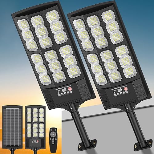 Farolas solares para exteriores, luces LED solares de 20000LM con control remoto, luces con sensor de movimiento, para exteriores, patio, garaje,