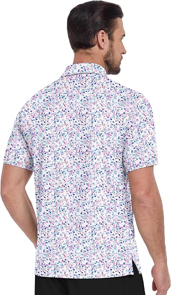 ZITY Men's Golf Shirts Short Sleeve Moisture Wicking Performance Print Patterns Casual Collared Golf Polo Shirt for Men