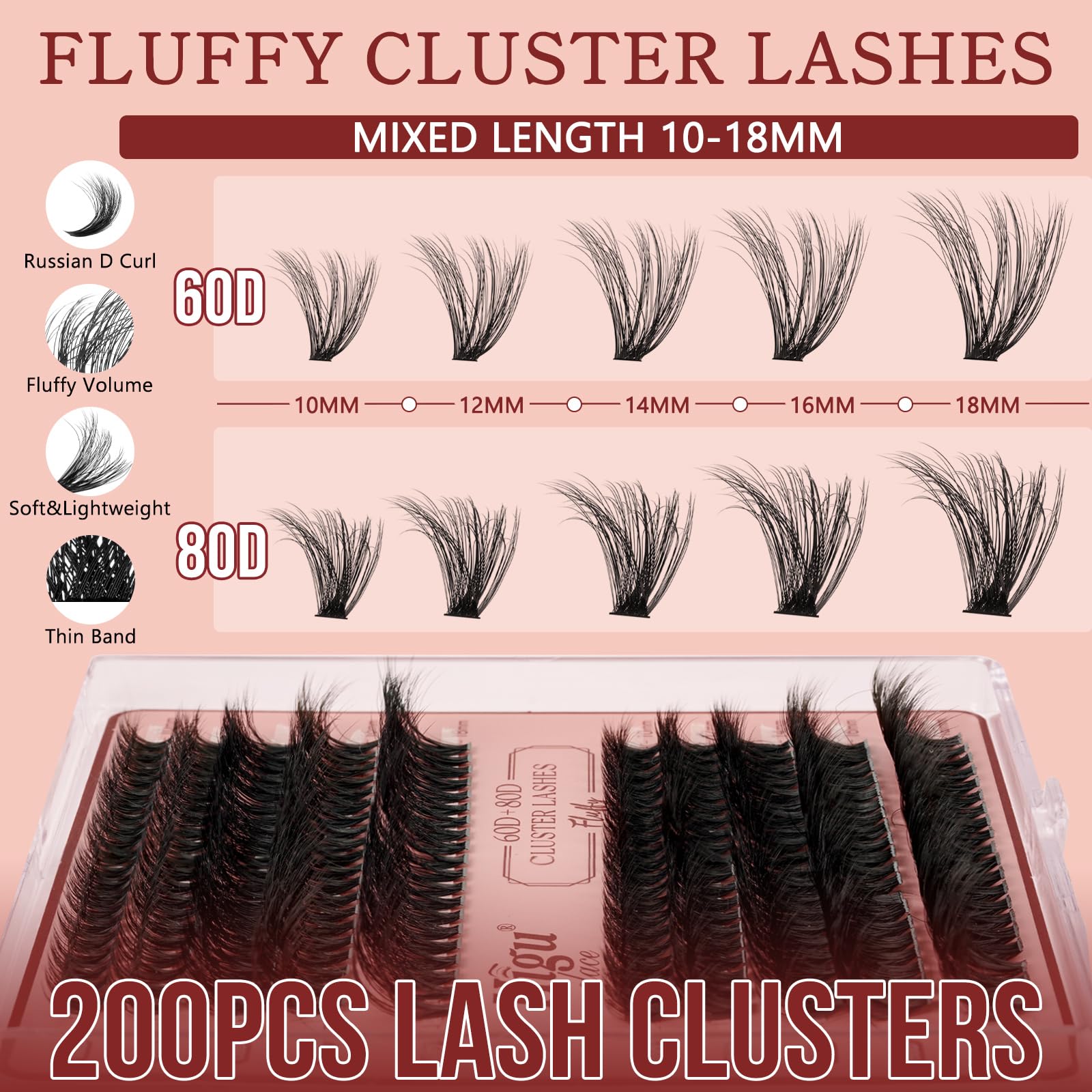 Higu clace 3D Cluster Lashes Kit D Cul, Individual Lashes Kit Mix 10-18mm, Volume Eyelash Cluster Kit - Image 4