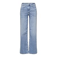 ONLY Onlmadison Blush HW Wide DNM Cro371 Noos Jeans, Mix Blu Chiaro