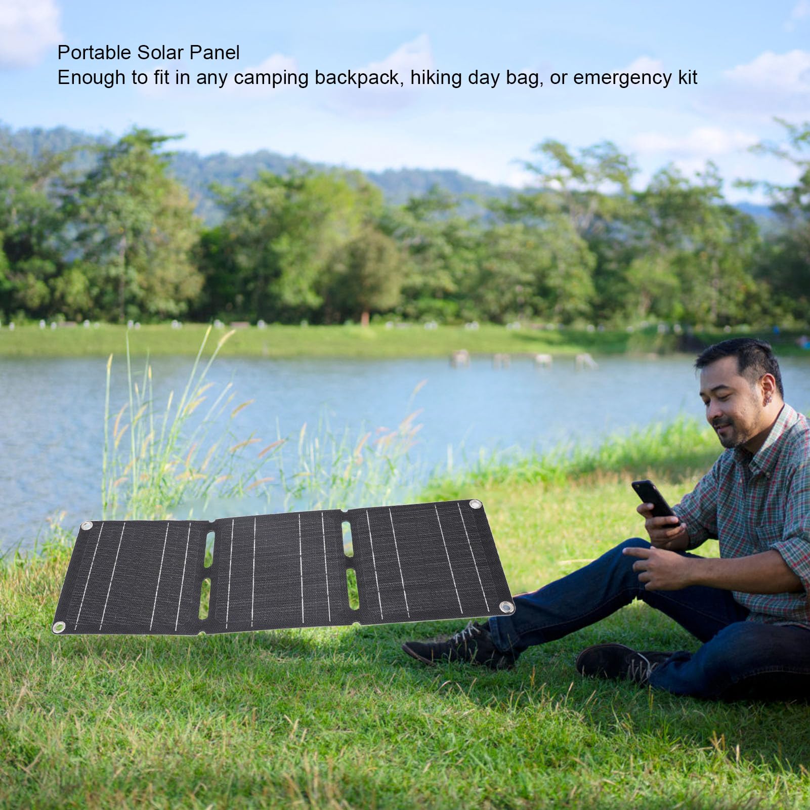 Panneau Solaire 30W, Chargeurs Solaires Portables Pliants IP68 à Haute efficacité avec Double Sortie USB pour Le Camping, la Randonnée, Les Voyages