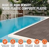 VEVOR Interlocking Deck Tiles Plastic Wood, 27 Pack,12"x12" 27 sq. ft Waterproof Outdoor Flooring All Weather Use, Patio Floor Decking Covering Tiles for Porch Poolside Balcony Backyard, Dark Brown - 6