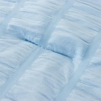NTBED 5Pcs Twin Light Blue Ruffle Comforter Set Girls Seersucker Bedding