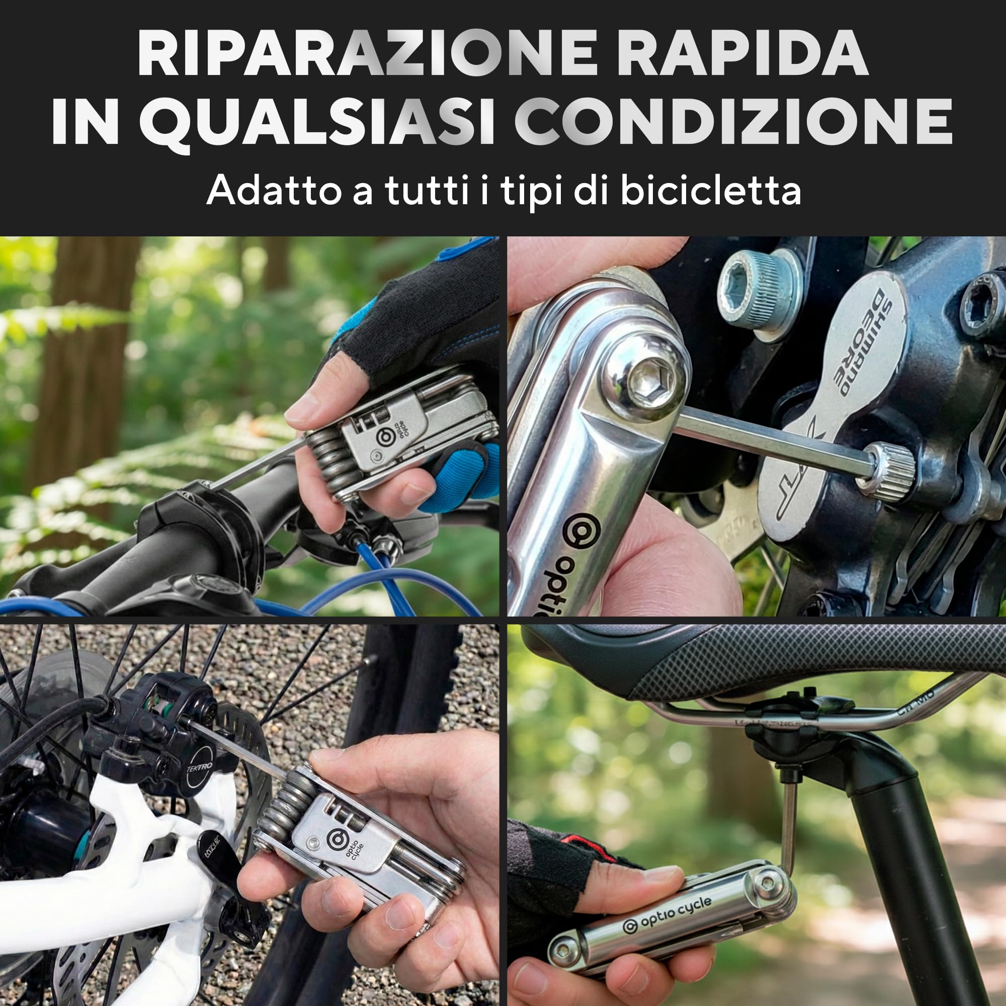 Multitool Bici 16 in 1 con Smagliacatena e Leva Gomma – Kit Attrezzi Bici Portatile | Multitool MTB, Bicicletta da Corsa, Gravel, E-Bike | Multi Tool Manutenzione Bicicletta