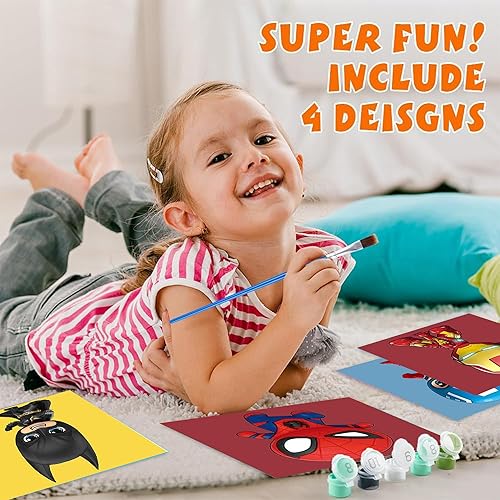 Miniatura 7 de bleihum Paquete de 4 pinturas por números para niños de 4 a 8 años, kits de pintura de dibujos animados por números para principiantes, pintura al