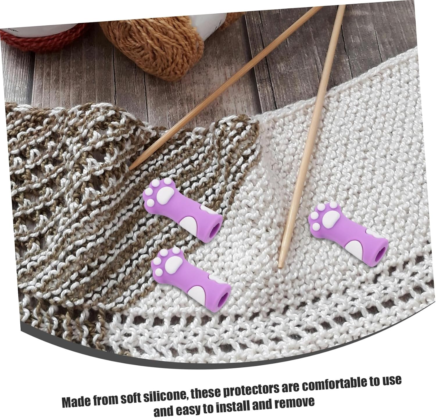 HOMSFOU 10pcs Cute Cat Paw Shape Knitting Needle Sleeve Nipper Protective Cases for Cable Needles Finger Protection Stitch Stopper Hook Snag Guard