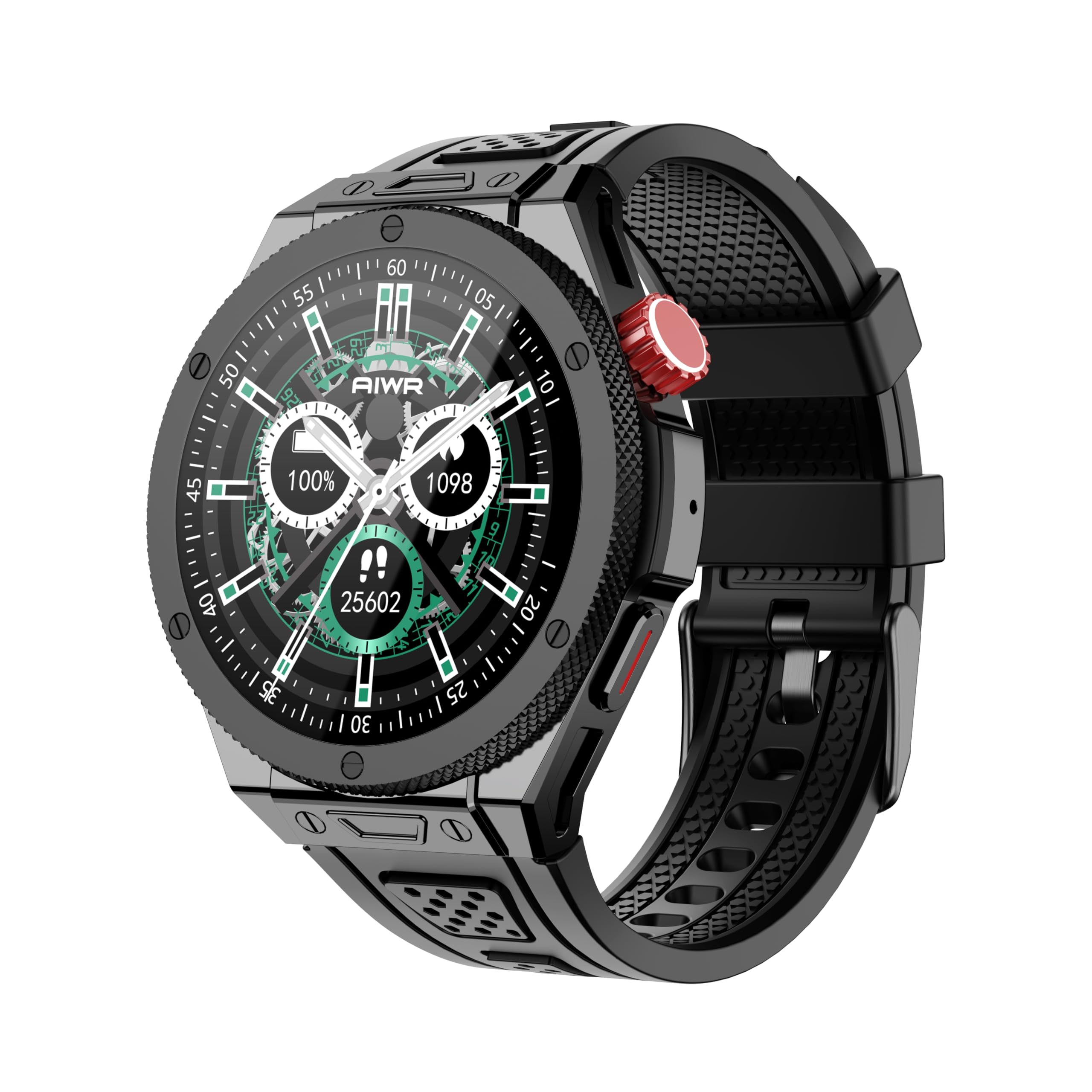 AIWR Cynex Smartwatch GPS, 5ATM Waterproof, 1.43” AMOLED, 3A ENC Bluetooth Calls, AI Watch Faces, 150+ Sports Modes,13+ mini Apps, 60Hz Touchscreen (Black)