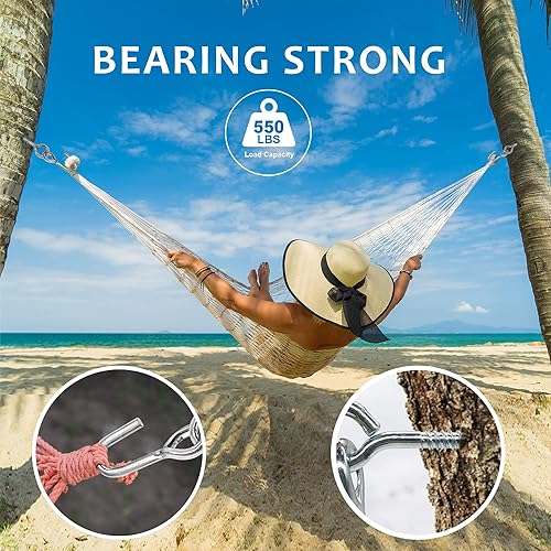Miniatura 9 de Hamaca portátil con borla y ganchos para hamaca, hamaca interior con flecos de macramé para 2 personas, hamacas dobles bohemias con borlas, columpio