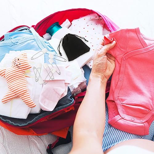 Miniatura 5 de 50 pasadores de pañales de seguridad de 2.2 pulgadas de plástico para la cabeza con cierres de bloqueo, acero inoxidable con bolsa de terciopelo