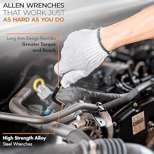 Miniatura 8 de Mutt Tools - Juego de llaves Allen plegables con brazo largo Allen
