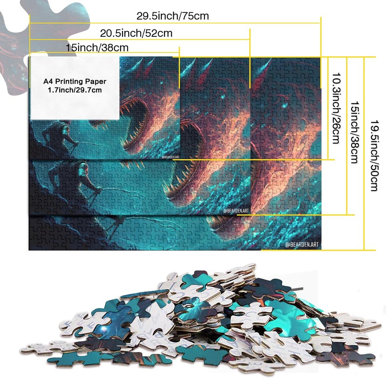 Unterwasser-Hunde-Puzzle 1000 Teile Für Erwachsene – Mit Buchstaben Auf Der Rückseite, 70x50 Cm, Herausfordernd & Entspannend